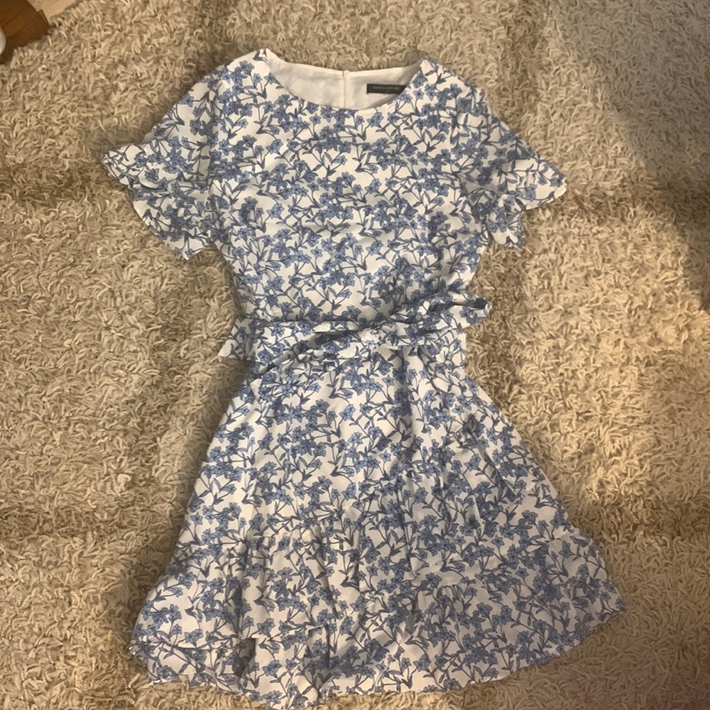 White and blue floral dress